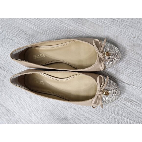 Michael Kors Silver glitter Front bow W/ Charms flat size 7-7.5M - Picture 10 of 16